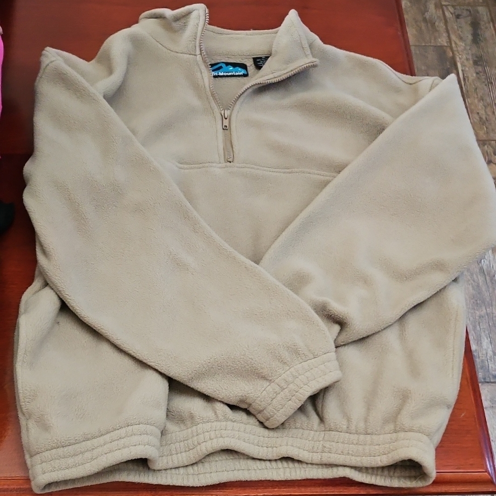 Men's Tan Fleece Zip-Up Sweater